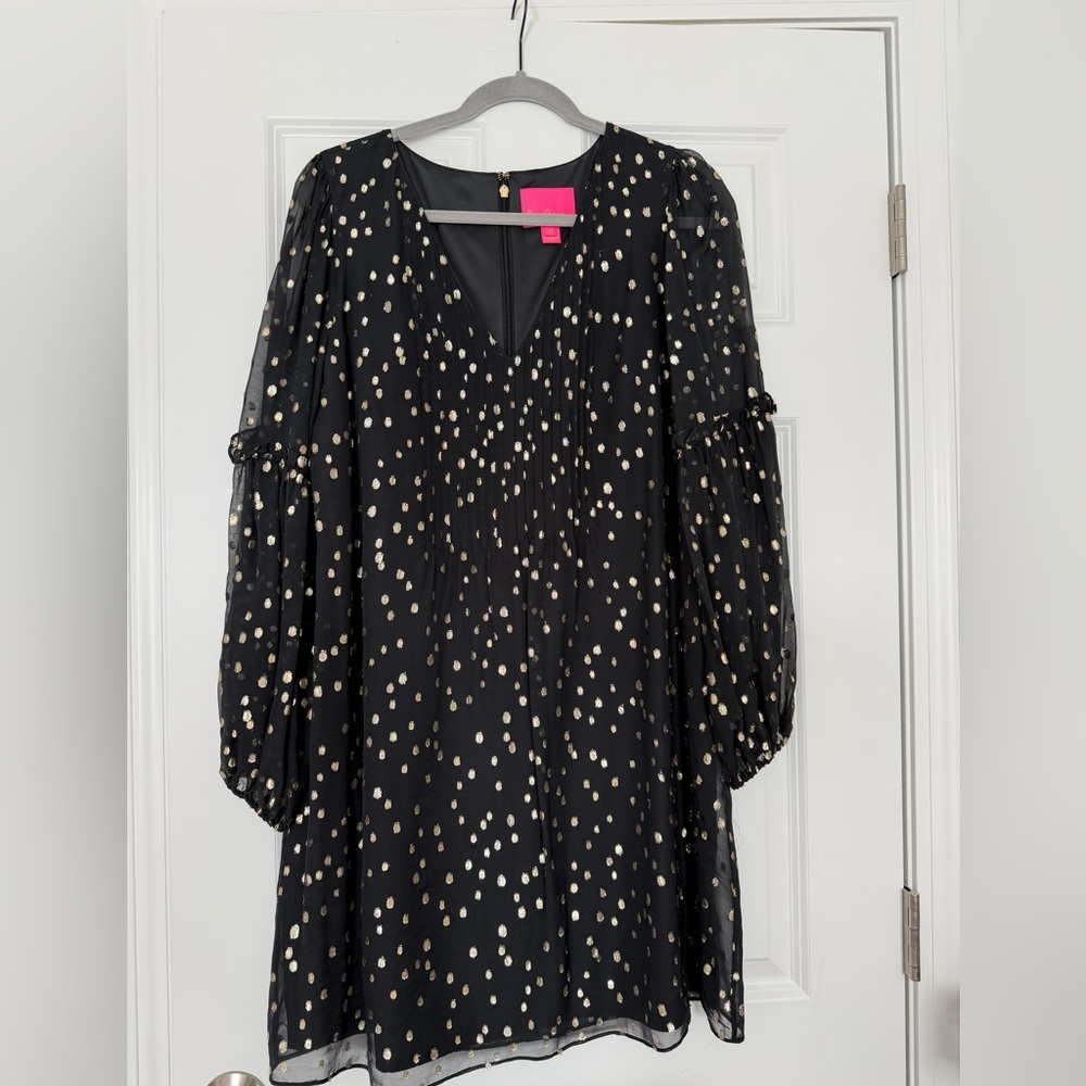 Lilly Pulitzer Cleme dress size 12 black and gold